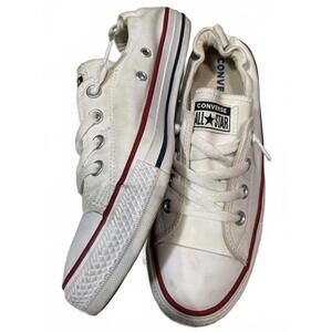 Converse All Star Canvas Sneakers Shoes Women's 10 White Red Blue Tie Slip On